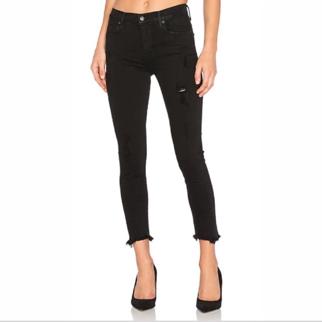 Agolde Sophie High Rise Skinny Crop Harlow Deconstructed Distressed 26